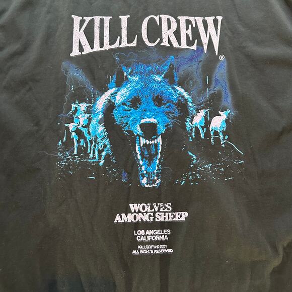 Kill Crew Wolves Among Sheep Graphic T-Shirt Black XXL Oversized Gym Streetwear - Picture 2 of 6